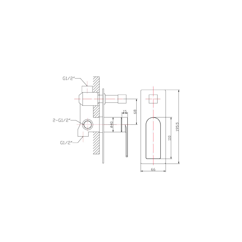 Ruki Wall Mixer with Diverter Brushed Nickel