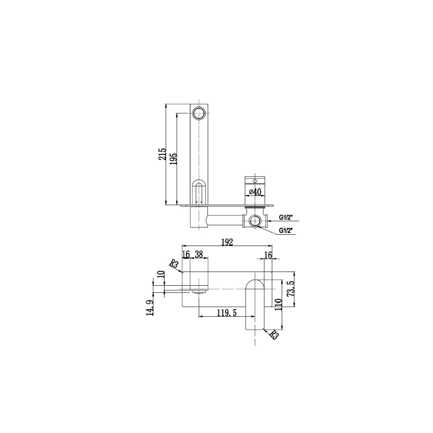 Ruki Wall Basin Mixer Gun Metal