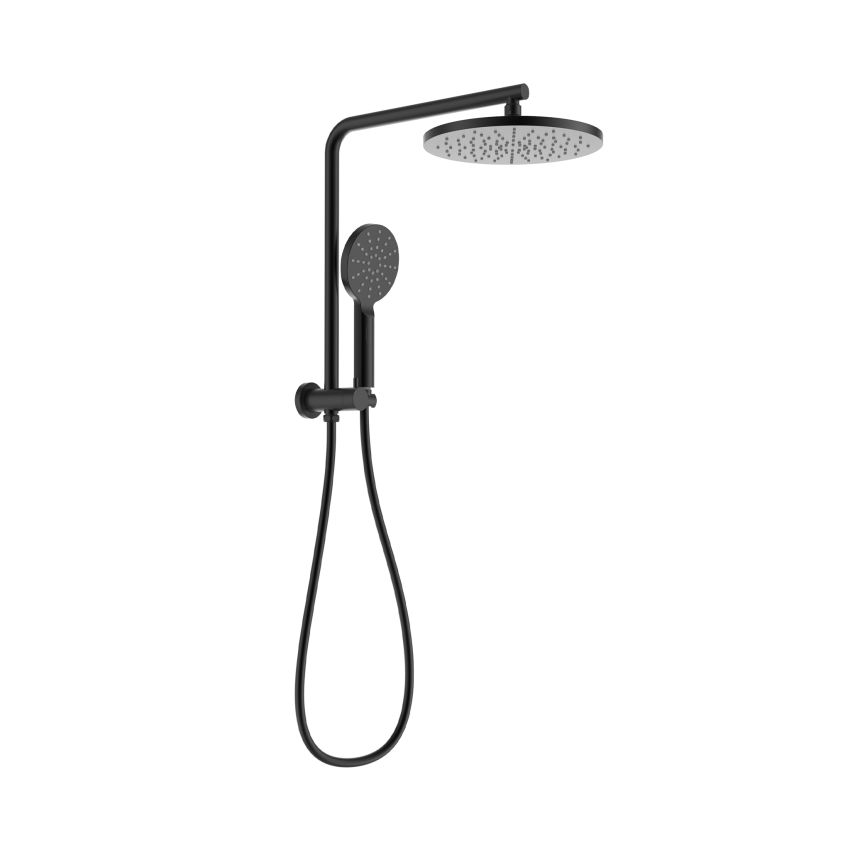 New Regal Round Mini Multi-function Shower Set Matte Black, 250mm Plastic Shower Head