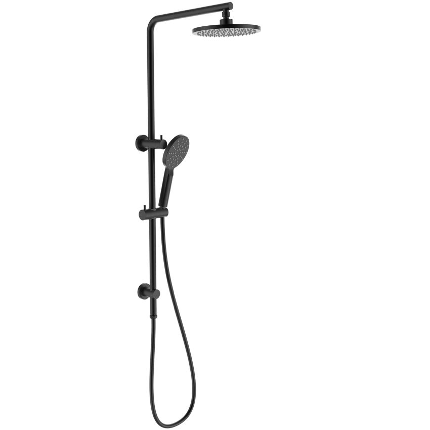 New Cora Round Multi-function Shower Set Matte Black, 250mm Plastic Shower Head