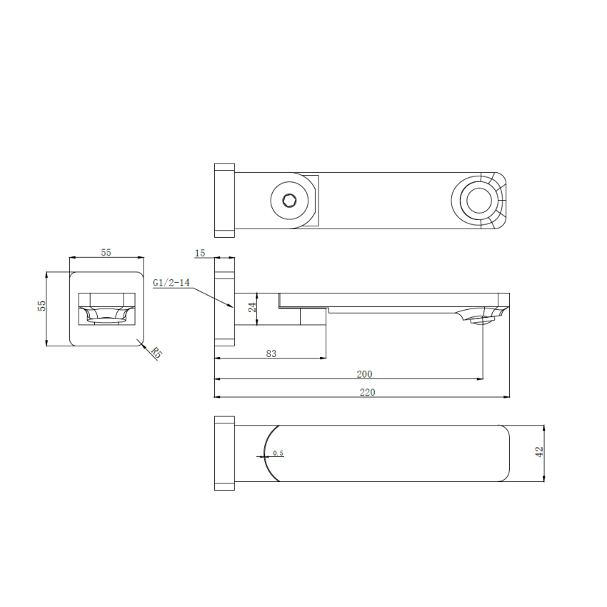 Ruki Swivel Bath Spout Gun Metal