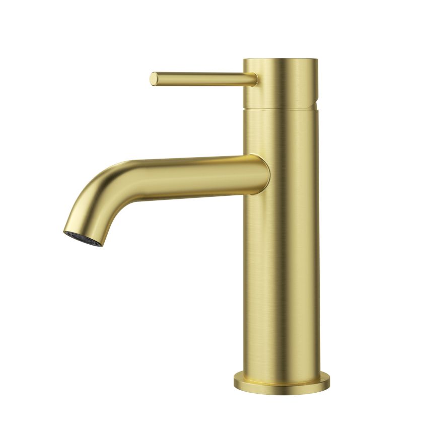 Otus Slimline SS Basin Mixer Curved Spout Brushed Gold
