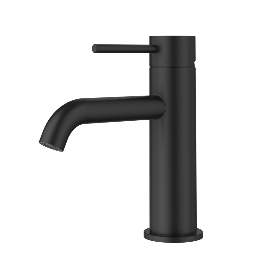 Otus Slimline SS Basin Mixer Curved Spout Matt Black