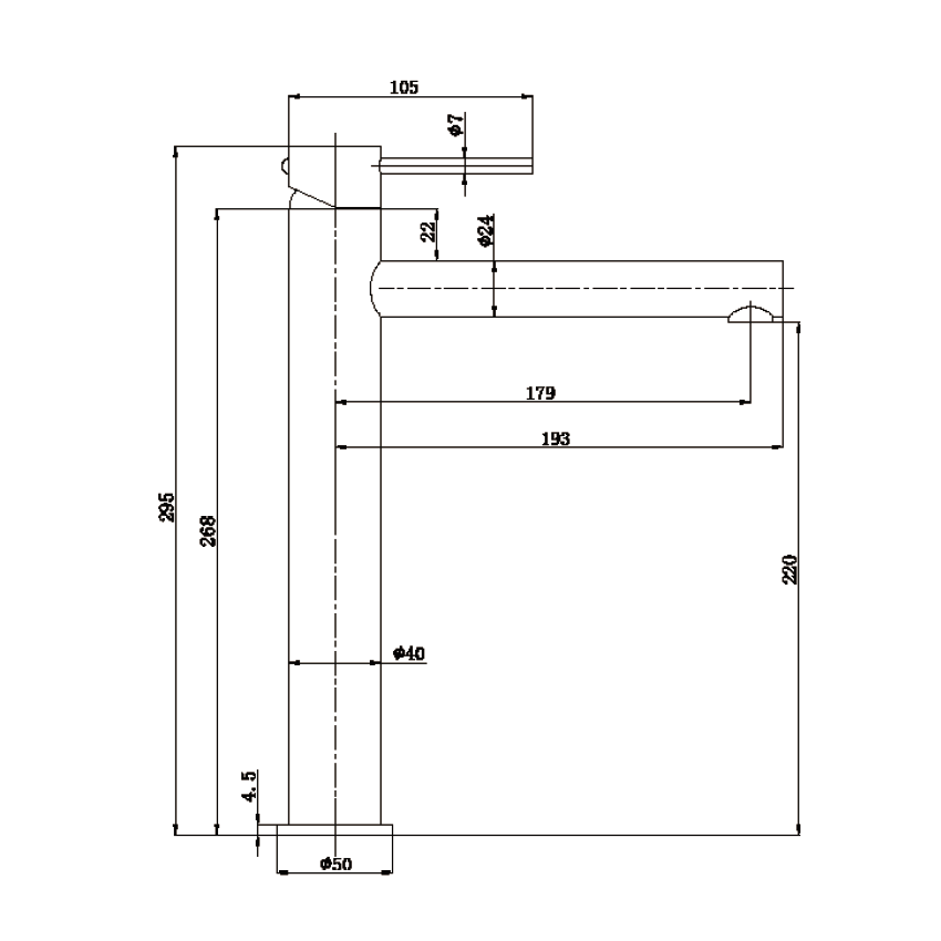 Otus Slimline SS Highrise Basin Mixer Chrome