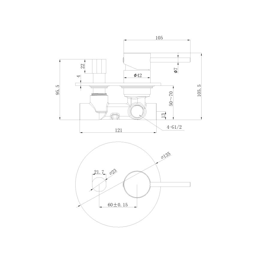 Otus Slimline SS Wall Diverter Mixer Trim Kits Stainless Steel
