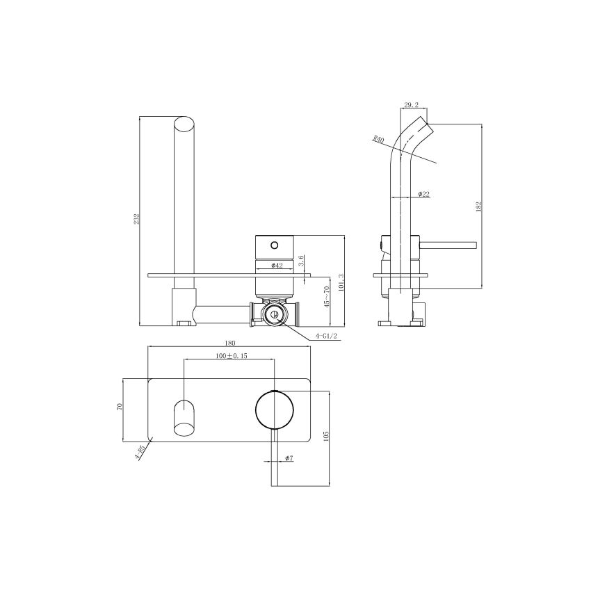 Otus Slimline SS Wall Basin Mixer Trim Kits Chrome