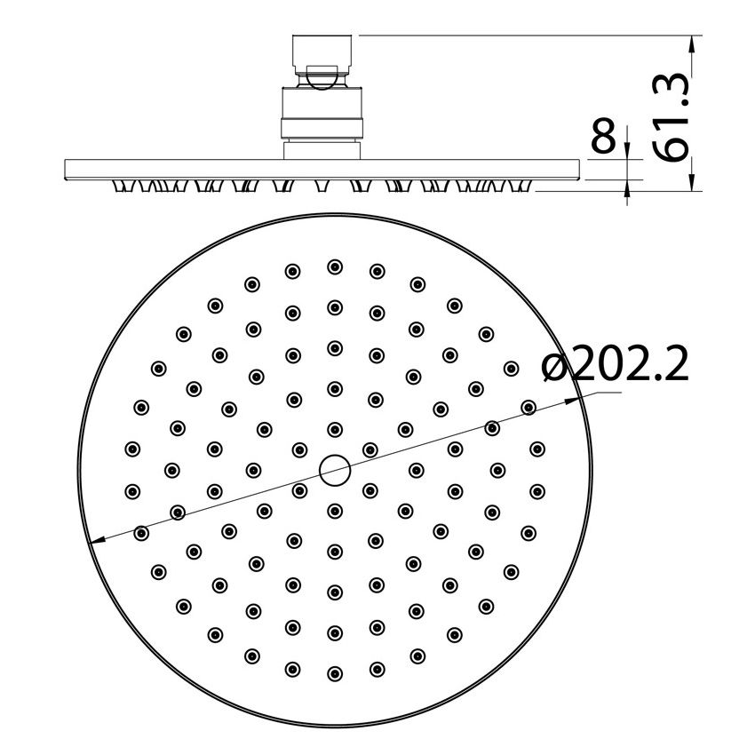 Cora Round Brass Shower Head Black 200 mm