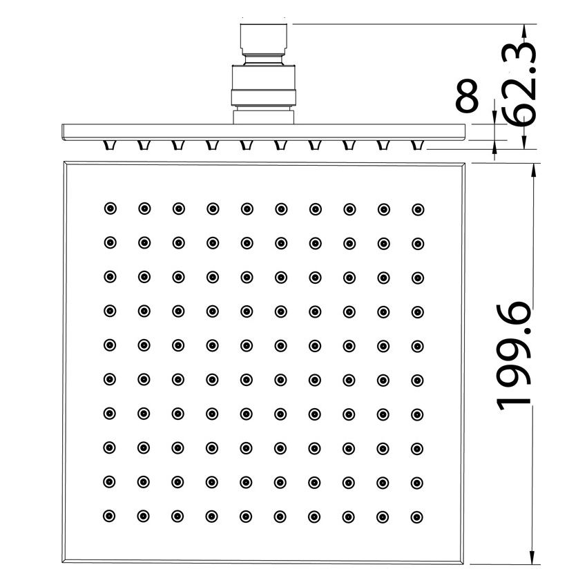 Eden Square Overhead Shower Brushed Nickel 200mm