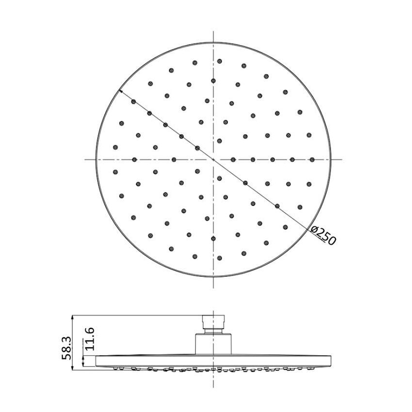 Otus Round Overhead Shower  250mm Brushed Nickel
