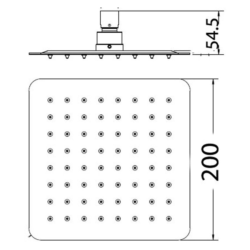 Nova Square Overhead Shower 200mm