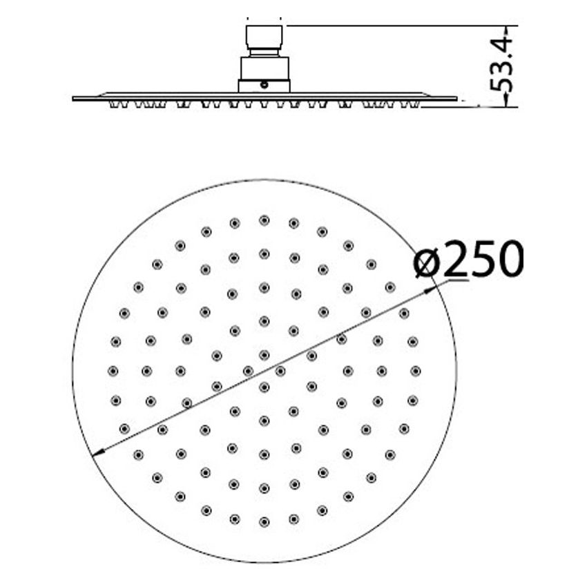 Dove Round Overhead Shower 250mm, Stainless Steel Rain Shower