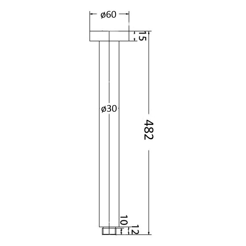 Round Vertical Shower Arm Chrome 470mm