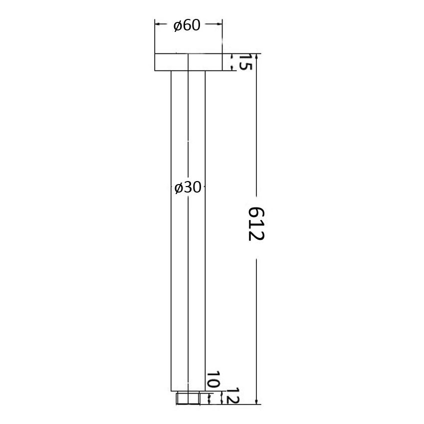 Round Vertical Shower Arm Chrome 600mm