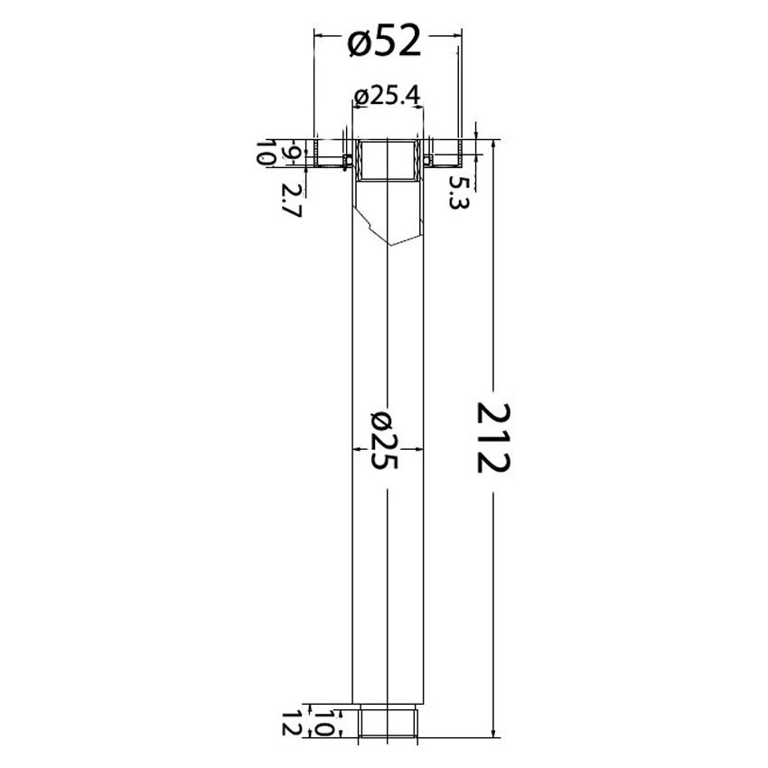 Round Vertical Shower Arm Chrome 200mm