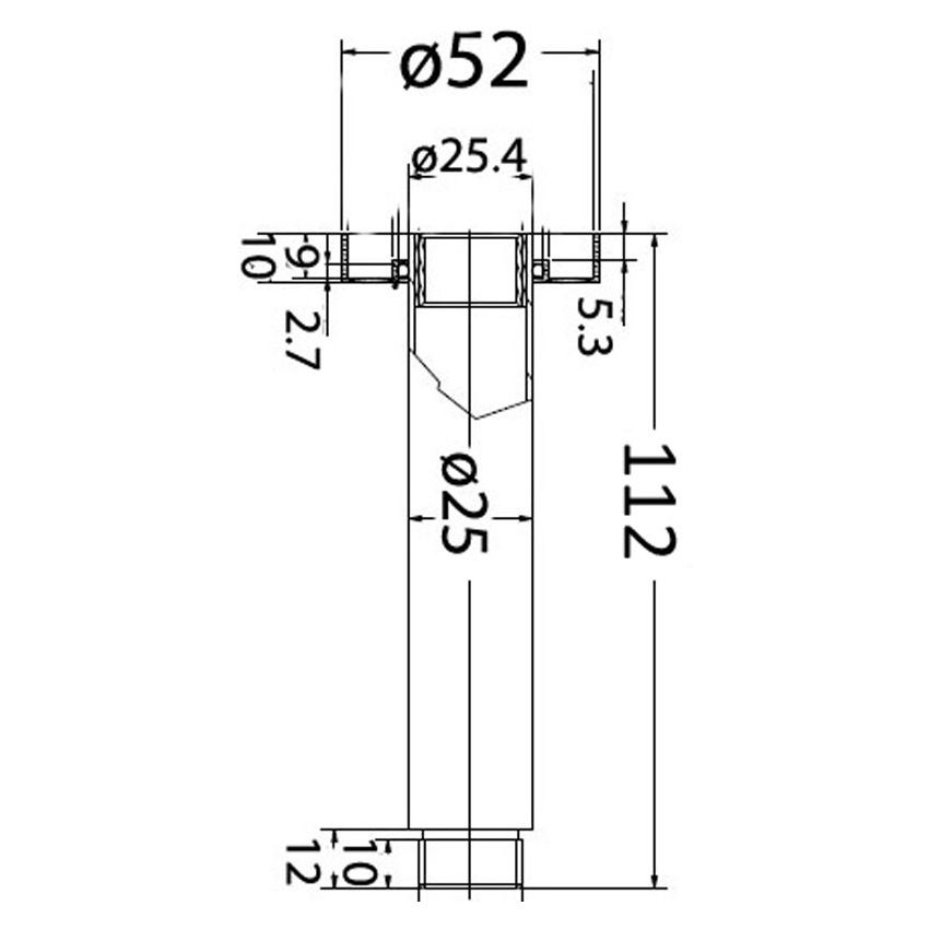 Round Vertical Shower Arm Chrome 100mm