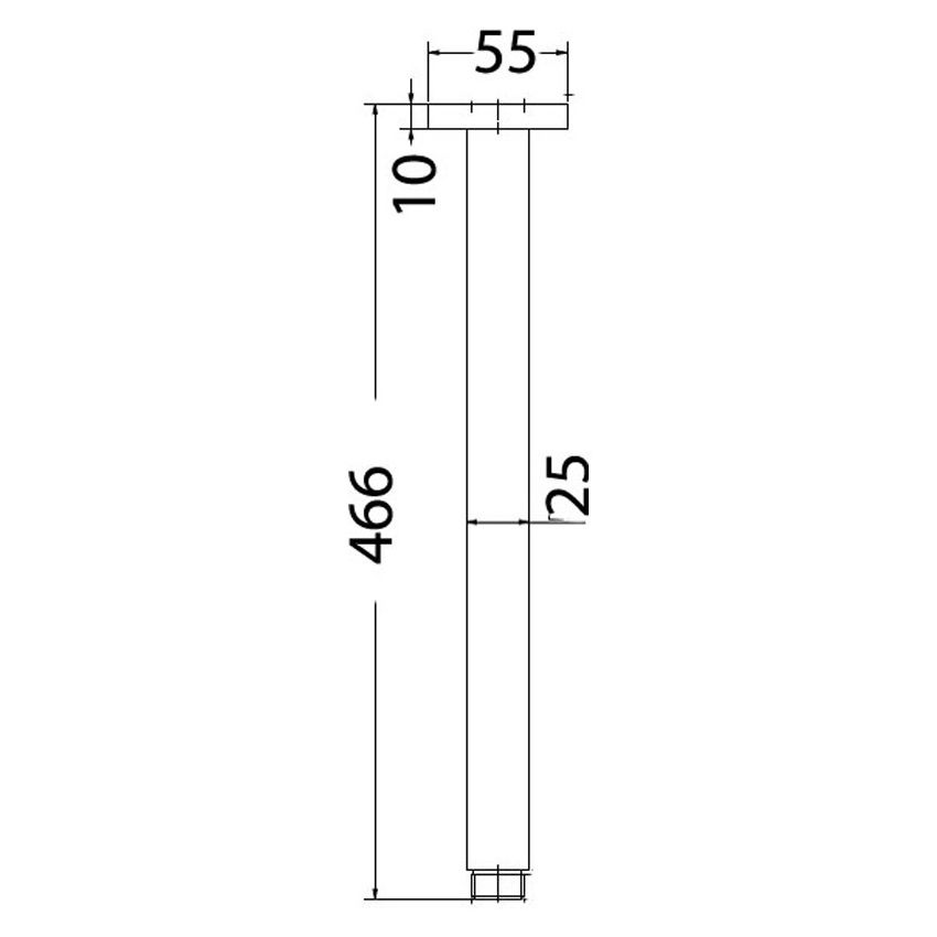 Square Vertical Shower Arm Chrome 450mm