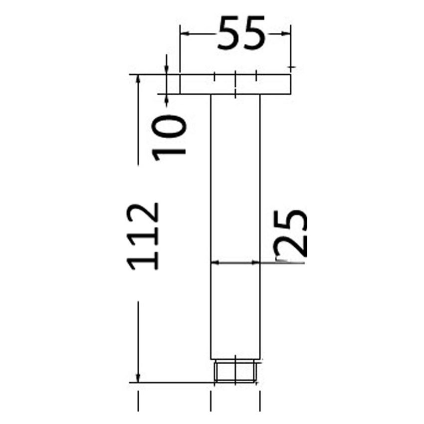 Square Vertical Shower Arm Chrome 100mm