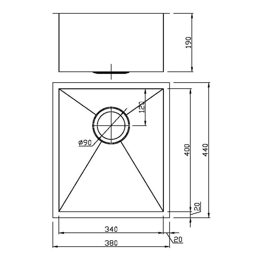 Rosa Single Bowl Above / Undermount Kitchen Sink 380 x 440mm