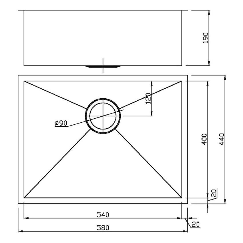 Rosa Single Bowl Above / Undermount Kitchen Sink 580 x 440mm