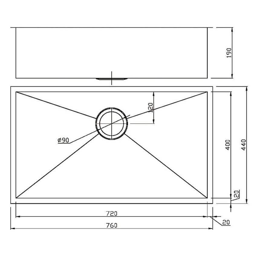 Rosa Single Bowl Above / Undermount Kitchen Sink 760 x 440mm