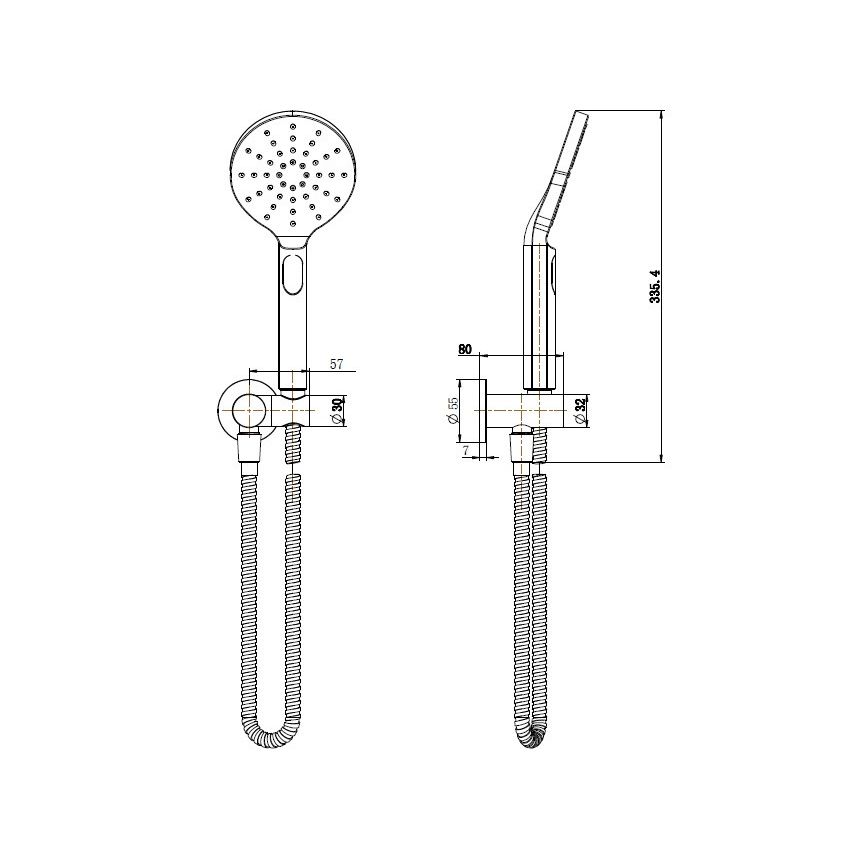 Cora Round Hand Shower On Wall Outlet Bracket Brushed Nickel
