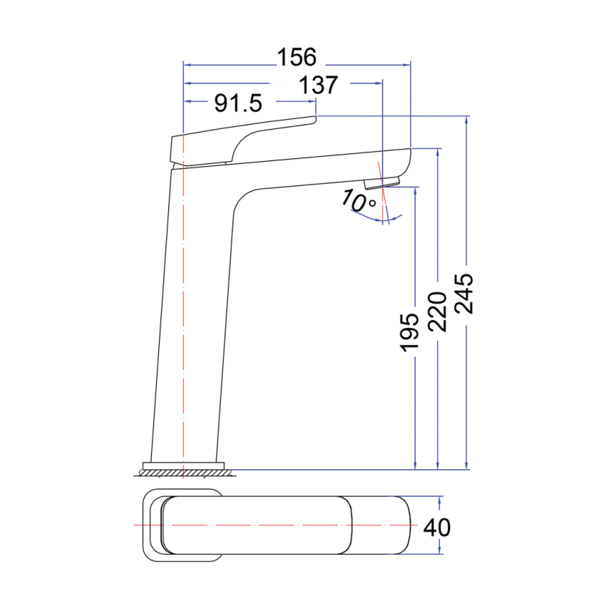 Eden High Rise Basin Mixer Matt Black