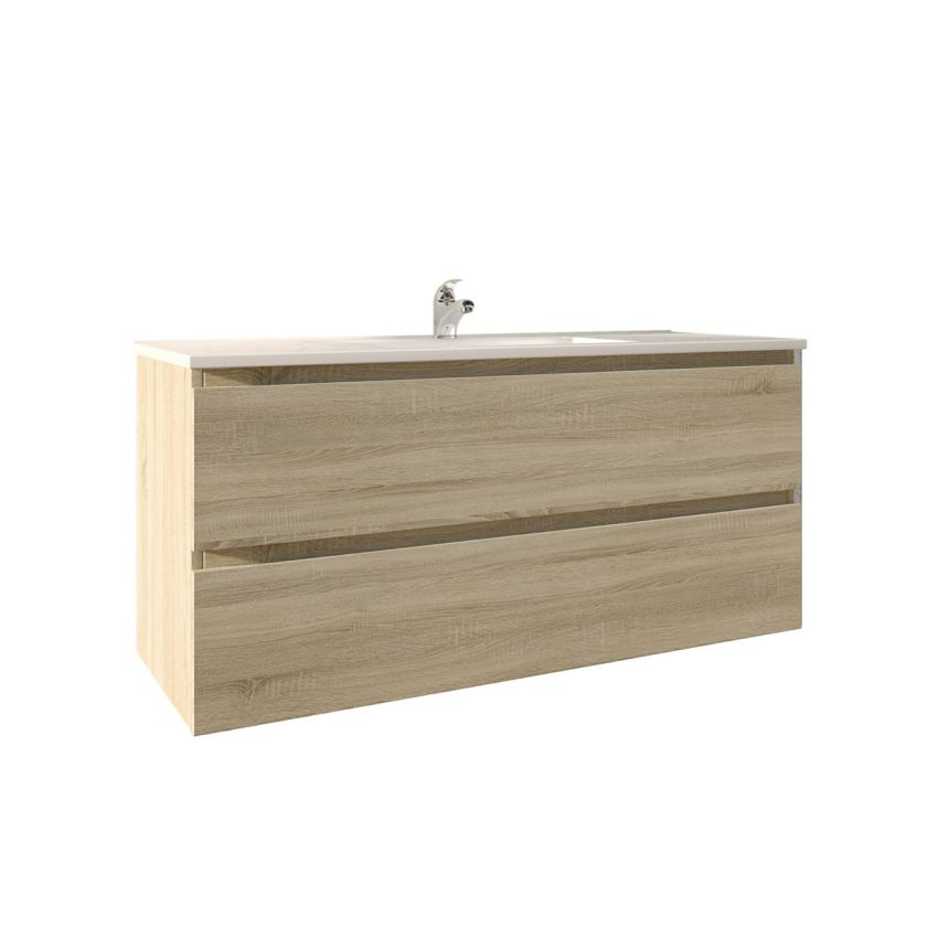 1200mm Wall Hung Bathroom Vanity White Oak Wood Grain 2 PAC Coating MDF Board