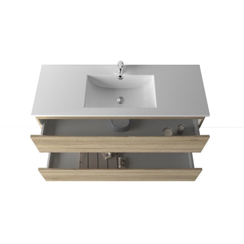 1200mm Wall Hung Bathroom Vanity White Oak Wood Grain 2 PAC Coating MDF Board