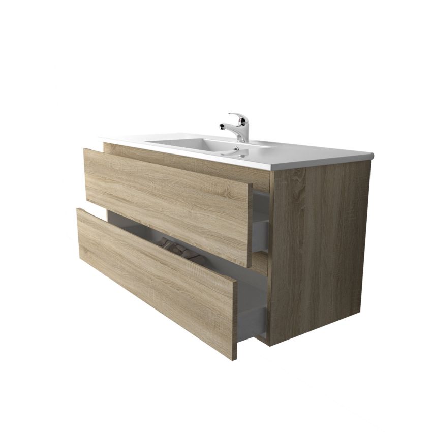 1200mm Wall Hung Bathroom Vanity White Oak Wood Grain 2 PAC Coating MDF Board