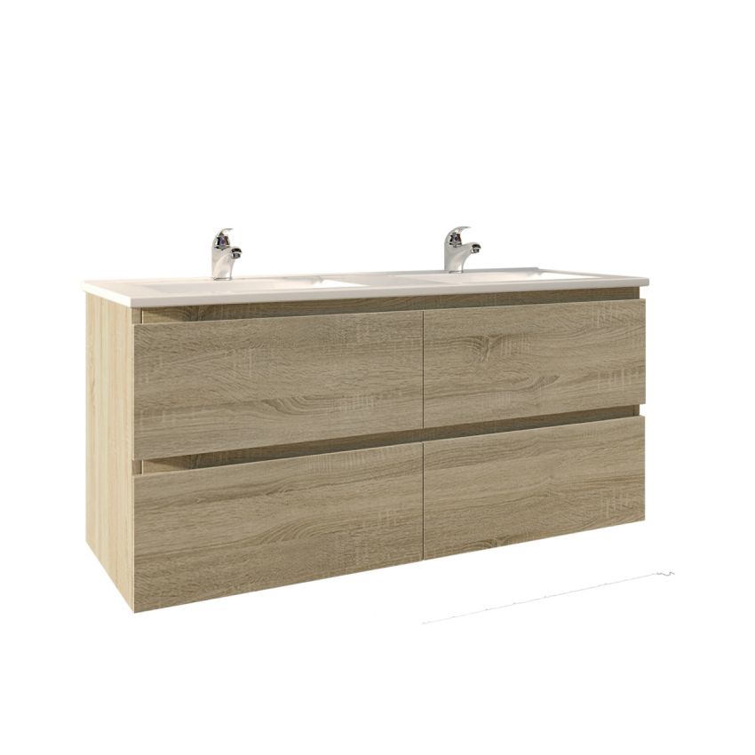 1200mm Wall Hung Bathroom Vanity White Oak Wood Grain High density MDF board with 2 PAC finish