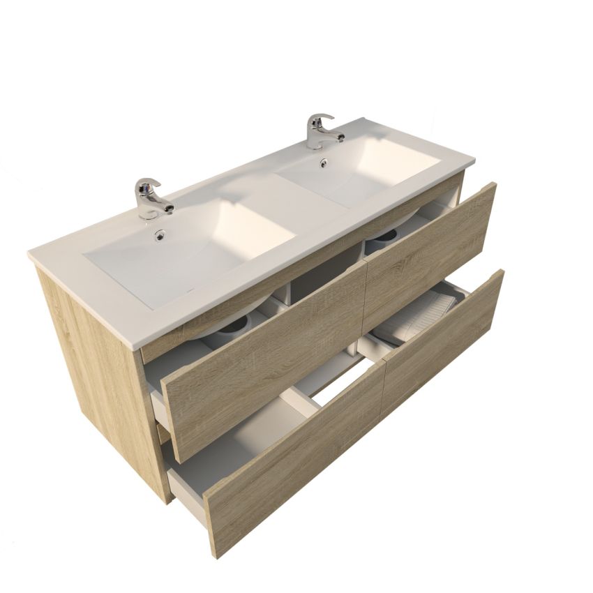 1200mm Wall Hung Bathroom Vanity White Oak Wood Grain High density MDF board with 2 PAC finish