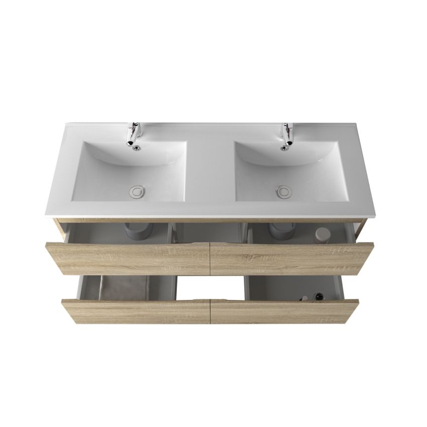 1200mm Wall Hung Bathroom Vanity White Oak Wood Grain High density MDF board with 2 PAC finish