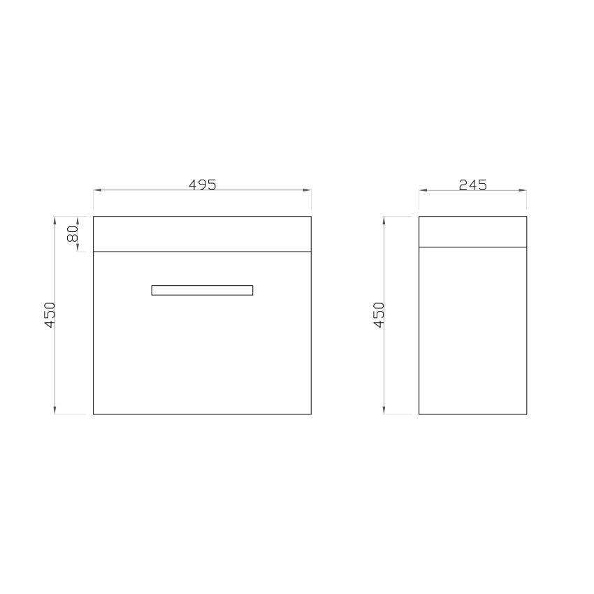 500mm Wall Hung Bathroom Vanity Dark Grey Wood Grain 2 PAC Coating MDF Board