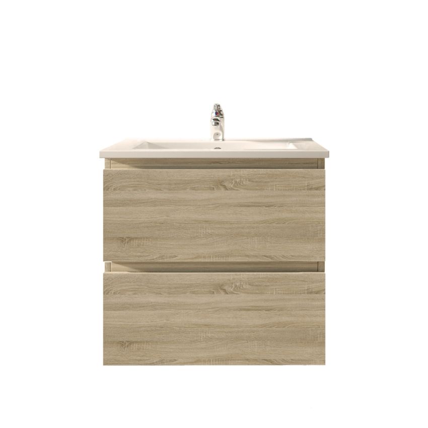 600mm Wall Hung Bathroom Vanity White Oak Wood Grain 2 PAC Coating MDF Board