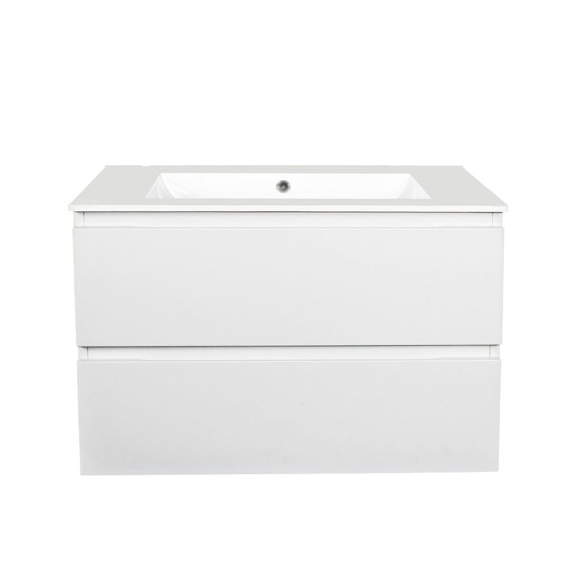750mm Wall Hung Bathroom Vanity Matte White PVC Vacuum Filmed Cabinet Only