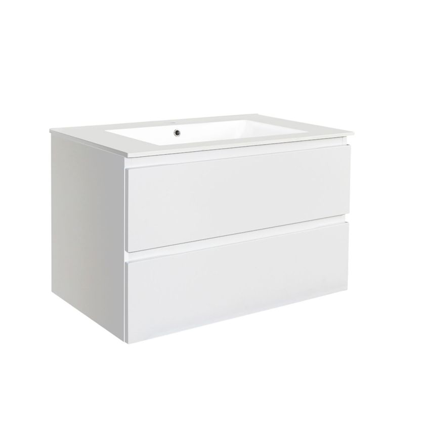 750mm Wall Hung Bathroom Vanity Matte White PVC Vacuum Filmed Cabinet Only