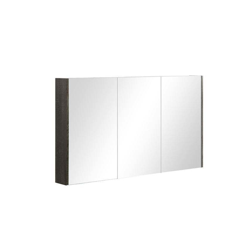 1200mm Dark Grey Pencil Edge Mirrored Bathroom Cabinet Wall-Mount Door Cupboard