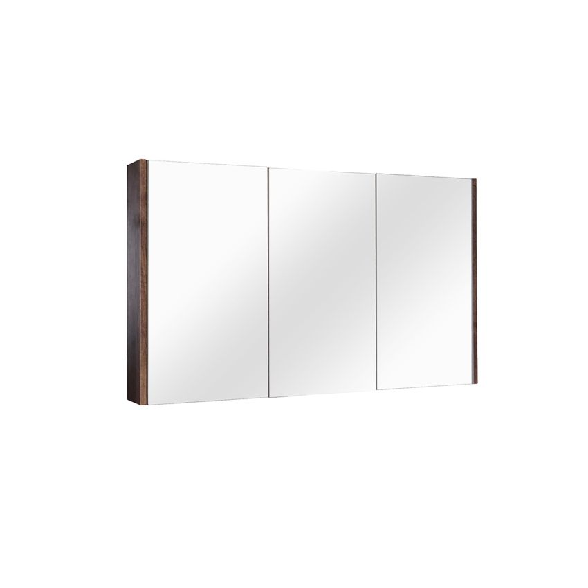 1200mm Dark oak Double Door Bathroom Mirrored Cabinet 3 Doors Shelf