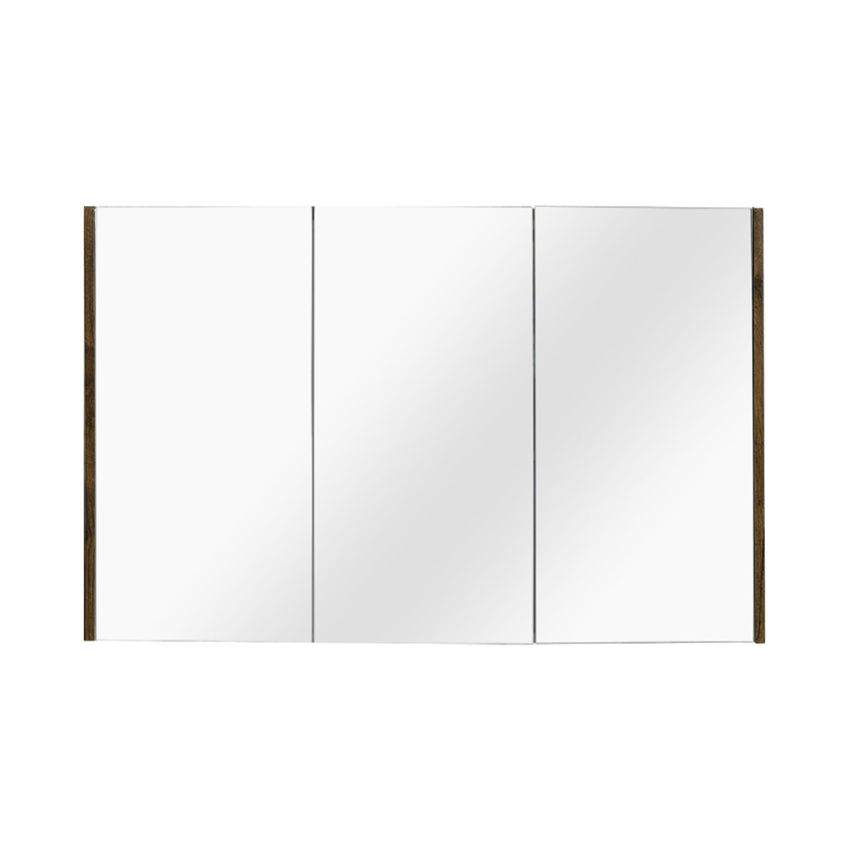 1200mm Dark oak Double Door Bathroom Mirrored Cabinet 3 Doors Shelf