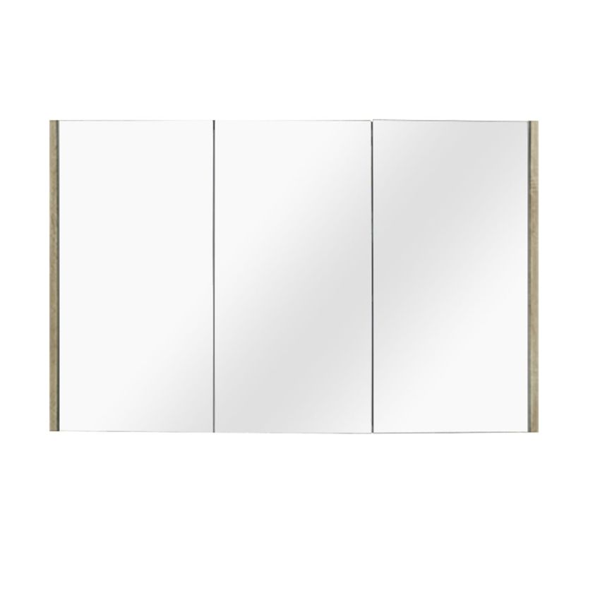 1200mm White oak Double Door Bathroom Mirrored Cabinet 3 Doors Shelf