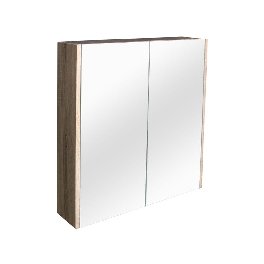 600mm Pencil Edge Shaving Cabinet White Oak Wood Grain Texture 2 PAC Coating MDF Board