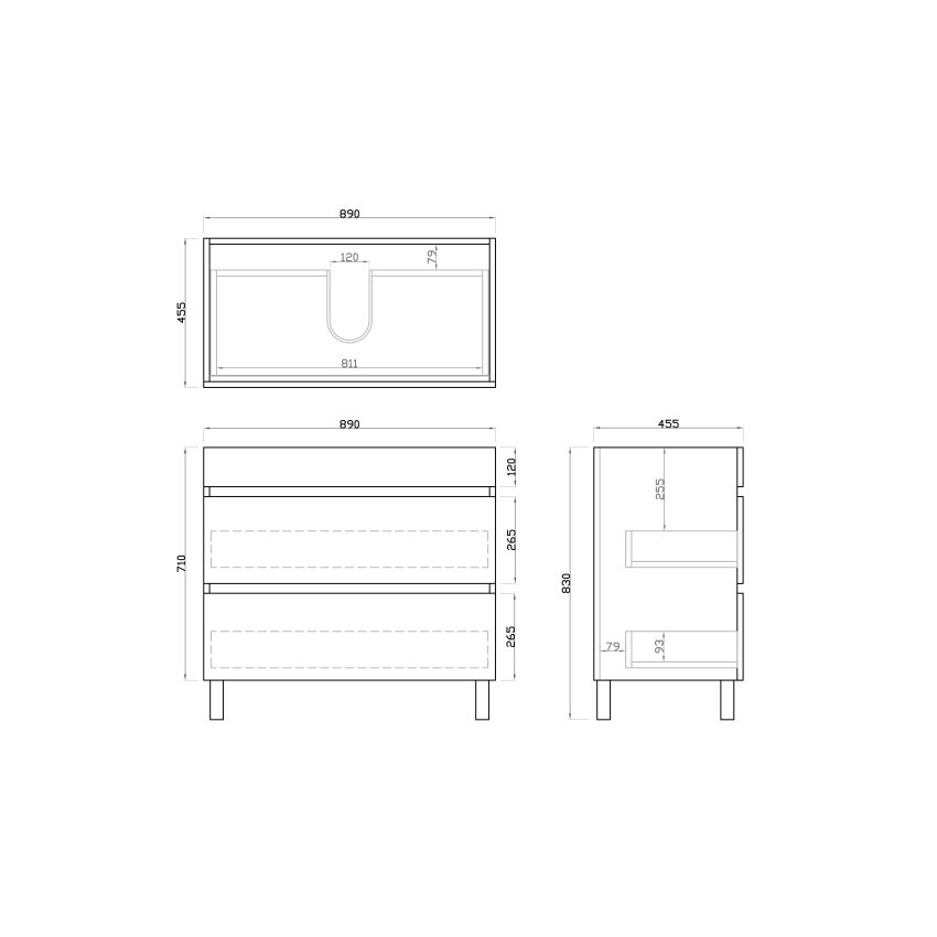 900mm Freestanding With Legs Bathroom Vanity White Oak Wood Grain High density MDF board with 2 PAC finish