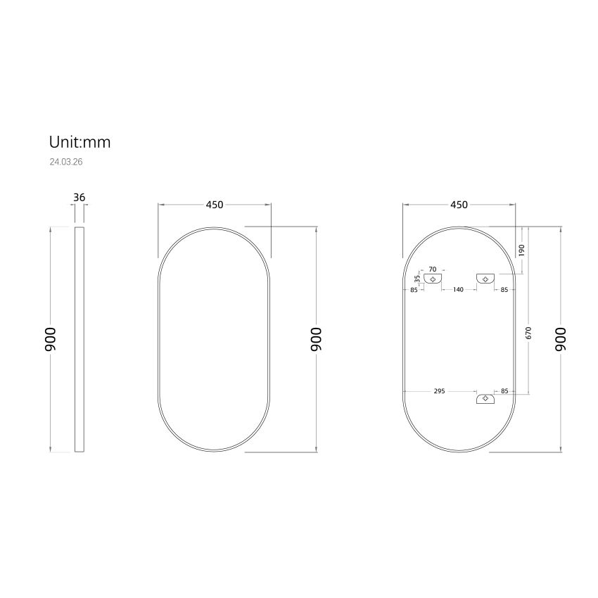 450mm (L) x 900mm (D) Metal Frame Mirror Brushed Gold Oval Framed Mirror