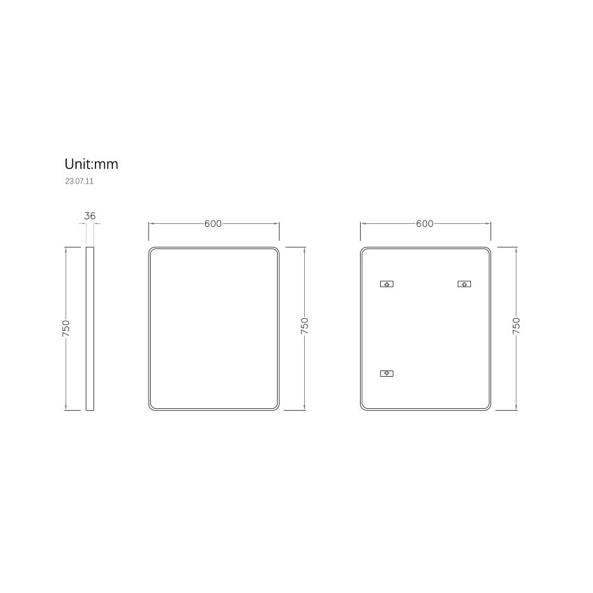600mm (L) x 750mm (D) Metal Frame Mirror Brushed Gold Rectangle Framed Mirror