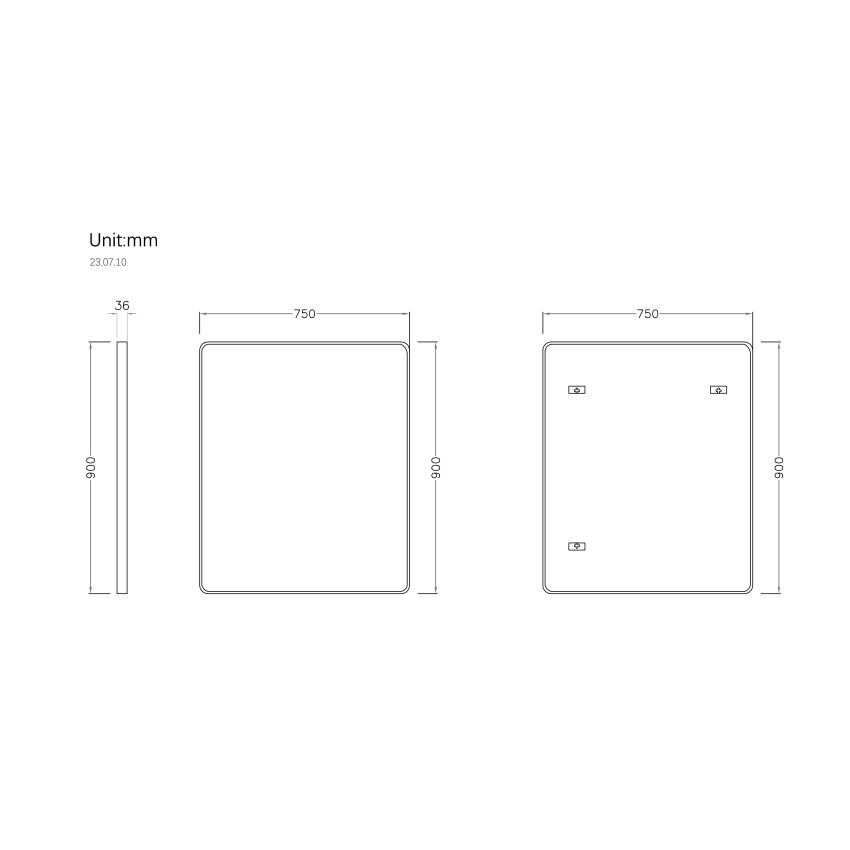 750mm (L) x 900mm (D) Metal Frame Mirror Matte Black Rectangle Framed Mirror