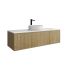 1500mm Prime Oak Wall Hung Bathroom Vanity 2 Drawers Grooved MDF Cabinet Only