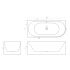 1700mm Back To Wall Grooved Left Corner Fit Gloss White Acrylic Bathtub