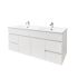 1200mm 2-Door 4-Drawer Wall Hung PVC Gloss White Finish Bathroom Vanity Cabinet Only