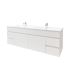 1500mm 2-Door 4-Drawer Wall Hung MDF Gloss White Finish Bathroom Vanity Cabinet Only