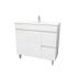 900mm Narrow Freestanding With Legs PVC Gloss White Left/Right Drawers Bathroom Vanity Cabinet Only